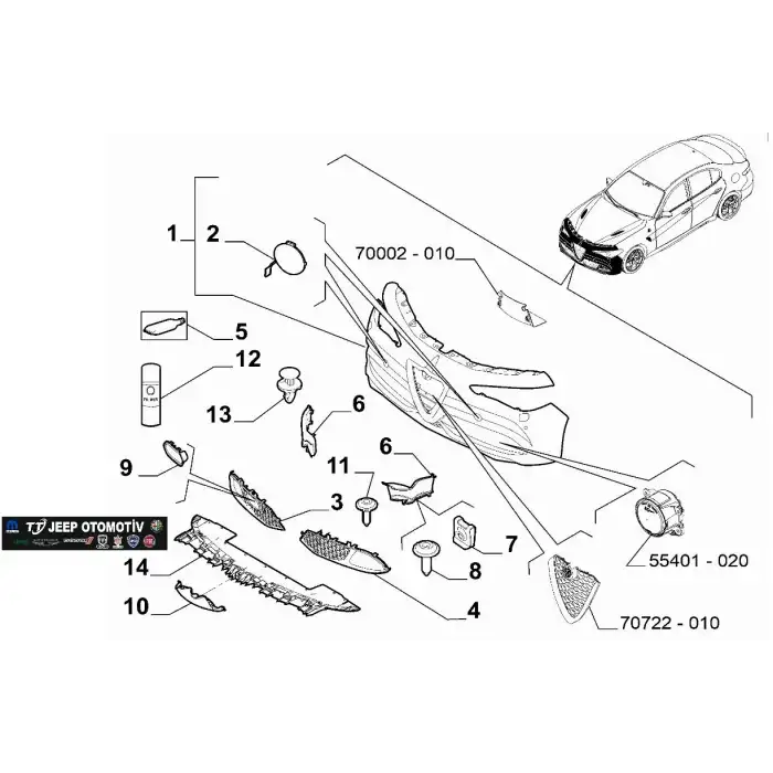2016 - 2022 Alfa Romeo Giulia Ön Tampon Alt Karlık 156179115