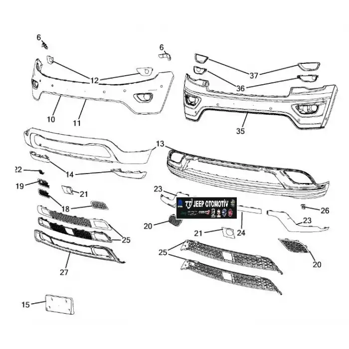 2016 Jeep Grand Cherokee Ön Tampon ACC Radar Kapağı K68265259AA