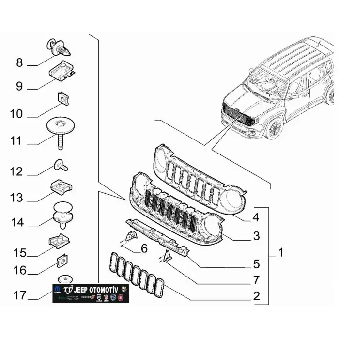 2018-2022 Jeep Renegade Ön Panjur / Izgara Çerçeveleri 735687346