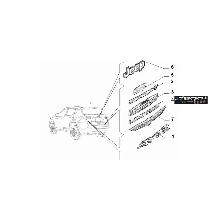 2018 - 2023 Jeep Compass Arka Bagaj Limited Yazısı 51974542