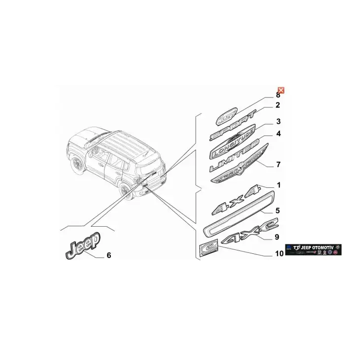 2018 - 2023 Jeep Renegade Arka Bagaj  etorque  yazısı E YAZI YEŞİL52230568