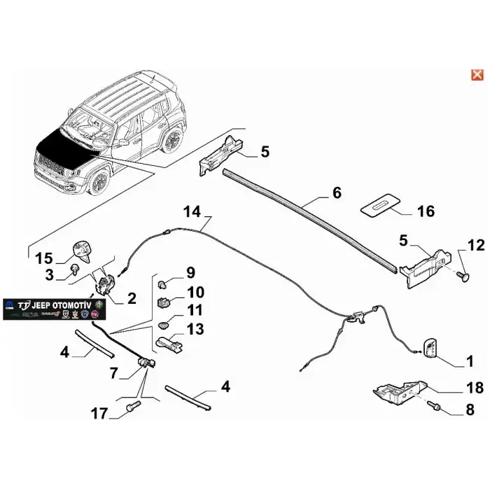 2018 - 2023 Jeep Renegade Kaput Kilidi 52144948