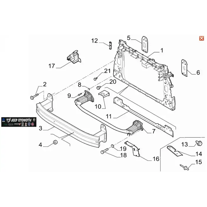 2018 - 2024 Jeep Renegade Ön Tampon Demiri 52119990