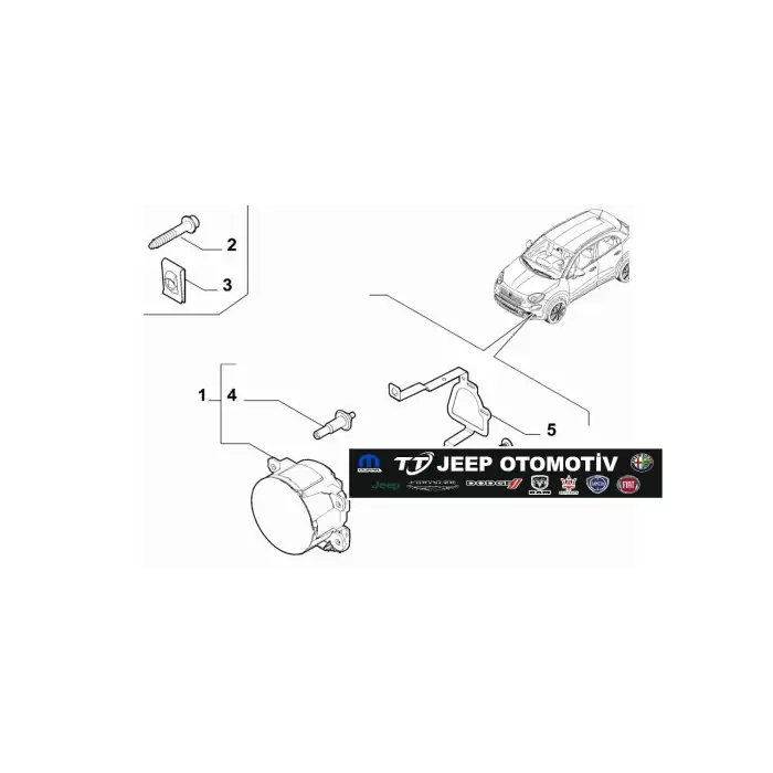 2018-23 Jeep Renegade/Fiat 500X sağ ön sis lambası 52088648