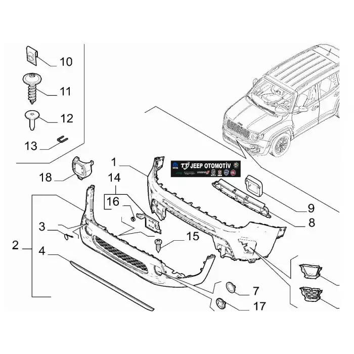 2019 - 2024 Jeep Renegade Ön Küçük Izgara 735774470