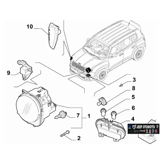 2019 - 2024 Jeep Renegade Sağ Ön Sinyal Lambası 52177770