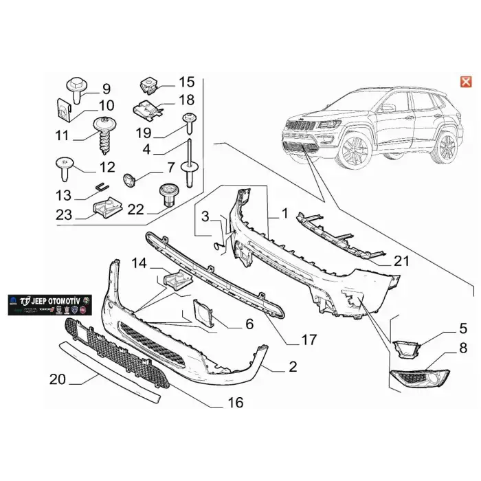 2020 - 2024 Jeep Compass Ön Alt Izgara 735745859