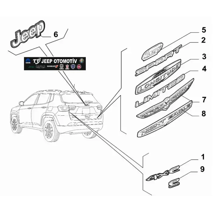 2020 - 2024 Jeep Compass PHEV Bagaj Jeep Yazısı 52170819