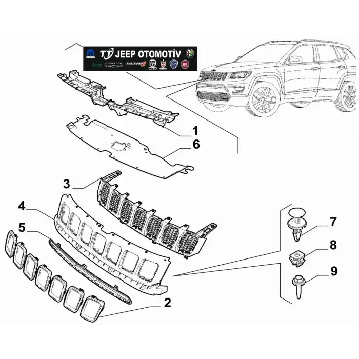 2020 - 2024 Jeep Compass radyatör panjuru 52171463