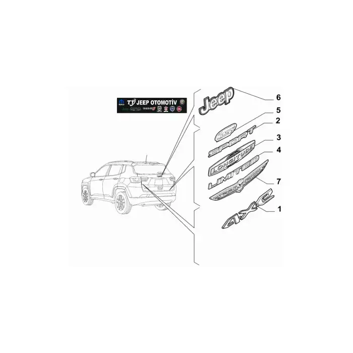 2020-23 Jeep Compass PHEV Arka Bagaj Jeep Yazısı / Arma 52170819