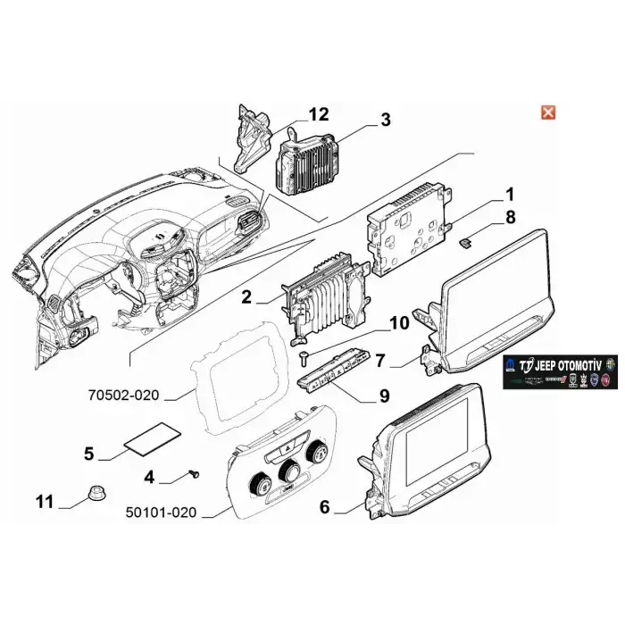 2021 - 2024 Jeep Compass Radyo Ekranı 50155722 68455716AG