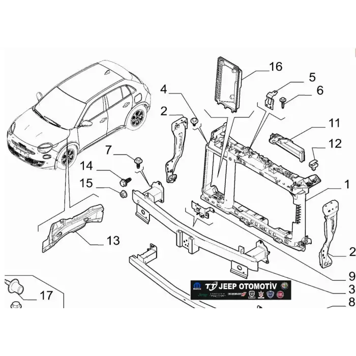 Jeep Avenger / Alfa Romeo Junior Ön Tampon Traversi 9849353180