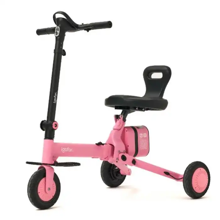 Igofor 3 Tekerlekli Katlanabilir Elektrikli Oturulabilir Scooter Pembe