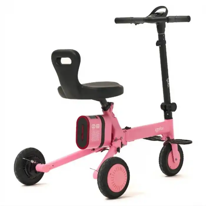 Igofor 3 Tekerlekli Katlanabilir Elektrikli Oturulabilir Scooter Pembe