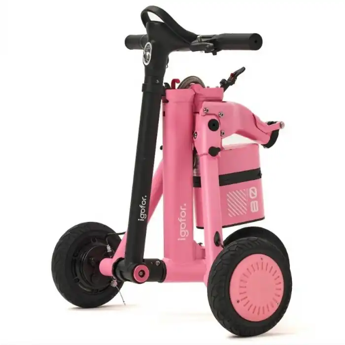 Igofor 3 Tekerlekli Katlanabilir Elektrikli Oturulabilir Scooter Pembe