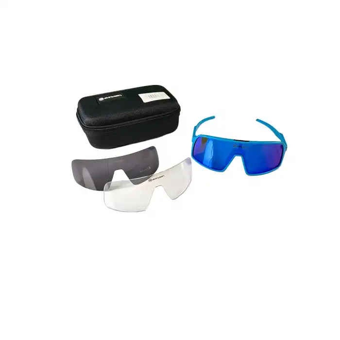 Briviga GLS-39406 Bisiklet Gözlüğü Mavi Çerçeve Mavi Cam (3 Cam Seçeneği)