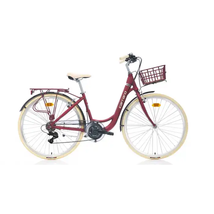 Carraro Juliet 28 Jant 43 Cm Alüminyum Kadın Şehir Bisikleti Mat Kırmızı-Krom-Krem