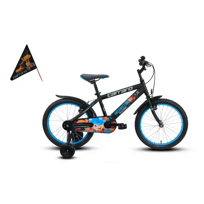 Carraro Monster 20 Jant Alüminyum Çocuk Bisikleti Mat Siyah-Gri-Mavi