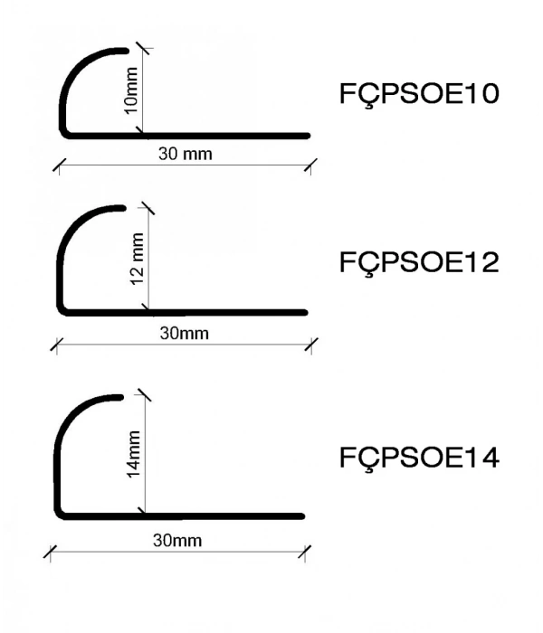 PASLANMAZ ÇELİK SERAMİK DIŞ KÖŞE PROFİLİ OVAL AÇIK ( 304 KALİTE )