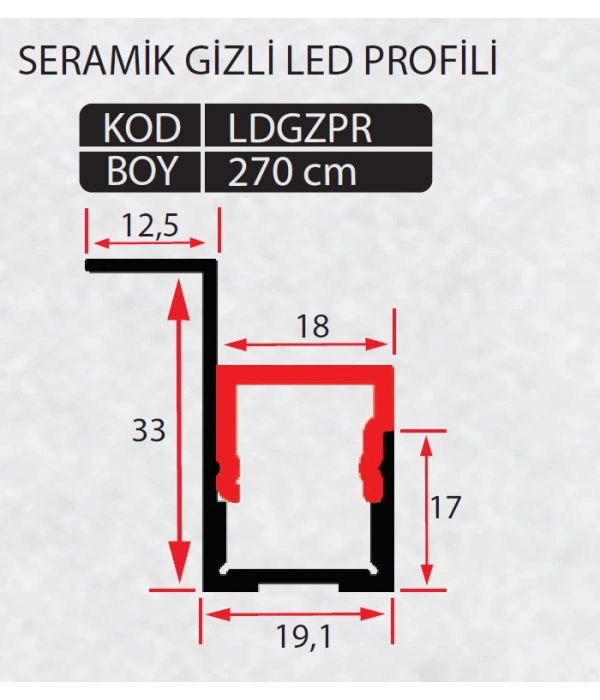 LDGZPR SERAMİK GİZLİ LED PROFİLİ 270 CM