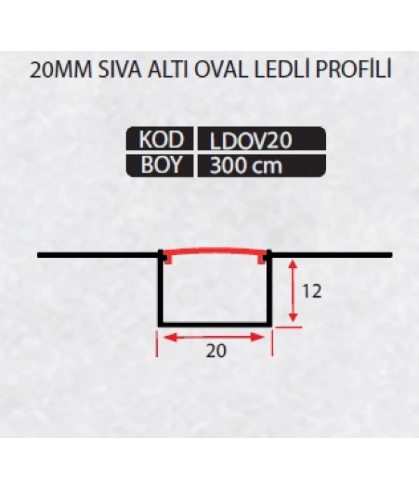 LDOV20 OVAL ALÇIPAN SIVI ALTI LED PROFİLİ 300 CM
