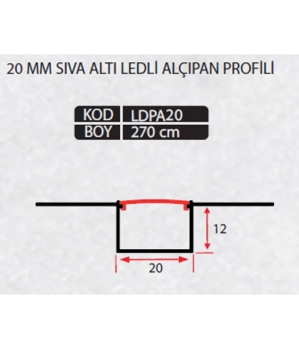 LDPA20 20 MM ALÇIPAN SIVI ALTI LED PROFİLİ 270 CM