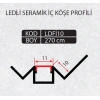 LDFİ10 10 MM LEDLİ İÇ KÖŞE POLİKARBON KAPAK FAYANS PROFİLİ