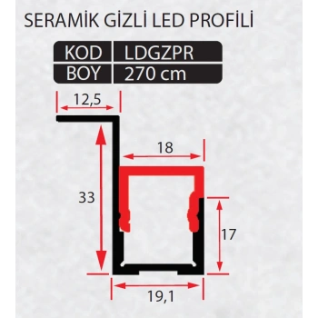 LDGZPR SERAMİK GİZLİ LED PROFİLİ 270 CM