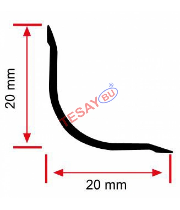 FKİA20 - 20x20 MM ALÜM. İÇ KÖŞEBENT PROFİLİ SARI ELOKSAL 270 CM
