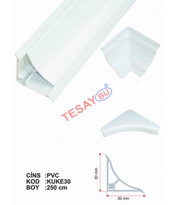 KUKE30-TK - 30X30 PVC Küvet Kenar Profili (Çift PArça)