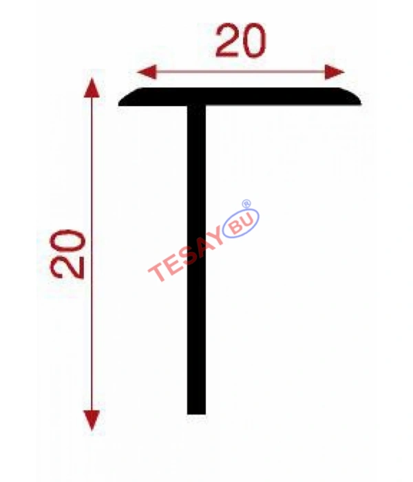 TÇ-05 / Oval Tezgah Önden Kapalı T Çıta (2 cm)