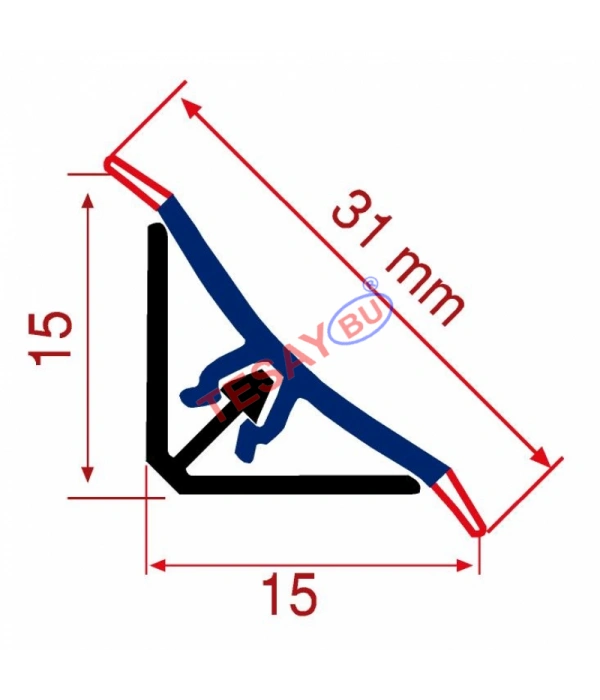 Tİ-15 / 15X15 PVC İÇ BÜKEY SÜPÜRGELİK (KAPLAMALI)
