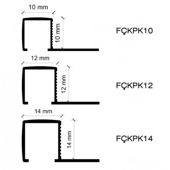 FÇKPB12- 12 MM SİYAH MAT ALÜMİNYUM KARE KÖŞE 270 CM