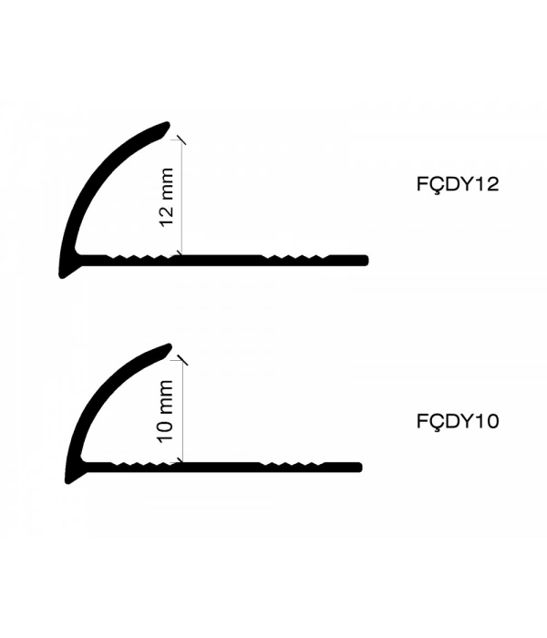 FÇDY12 - 12 MM MAT  ALÜM.YARIM AY KÖŞE SERAMİK PROFİLLERİ 270 CM