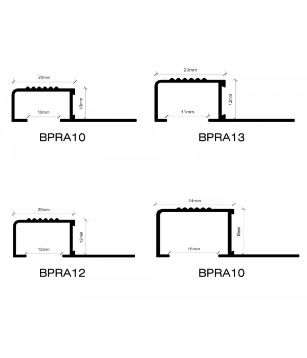 BPRA12 - 12 MM ALÜM.MERDİVEN BASAMAK PROROFİLİ 250 CM