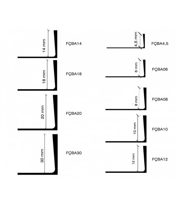 FÇBA4,5 - 4,5 MM ALÜM.SERAMİK BİTİM PROFİLİ MAT ELOKSAL 270 CM
