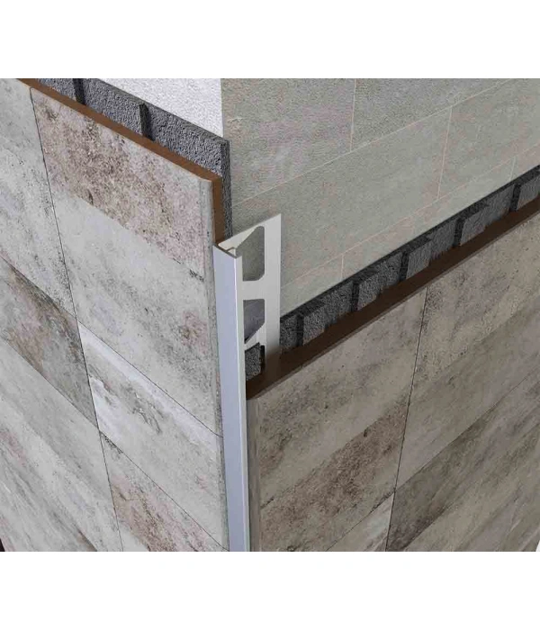 FÇBT08 - 08 MM ALÜM.TIRNAKLI SERAMİK BİTİM PROFİLİ MAT ELOKSAL 270 CM