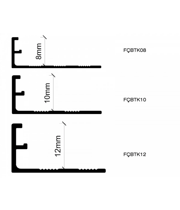 FÇBTK08 - 8 MM ALÜM.TIRNAKLI SERAMİK BİTİM PROFİLİ PARLAK KROM 270 CM