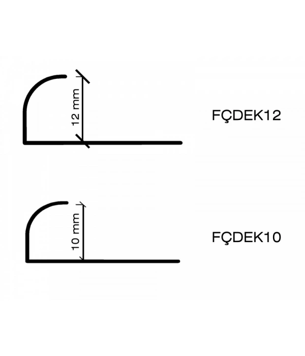 FÇDEK12 PARLAK ALÜMİNYUM DIŞ KÖŞE FAYANS PROFİLLERİ