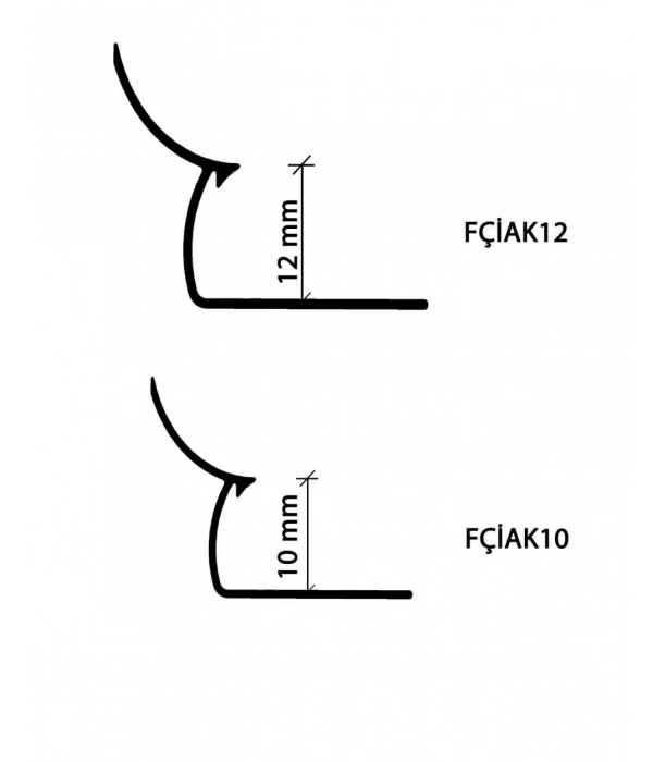 FÇİAK10 - 10 mm Parlak Alüm. İç Köşe Fay. Çıtaları