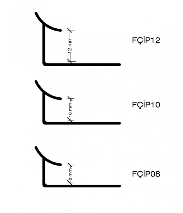 FÇIP12 - 12 mm PVC İç Köşe Fayans Çıtası