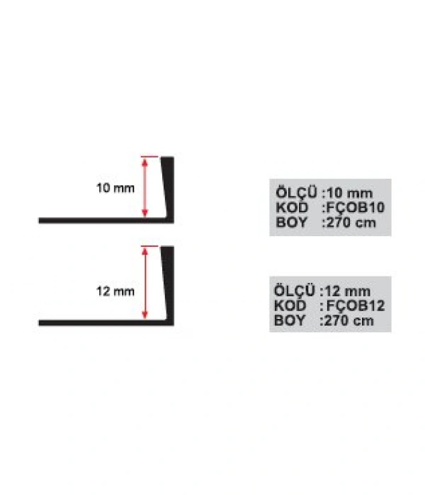 FÇOB10 - 10 MM OVAL ZEMİN BİTİM PROFİLERİ 270 CM