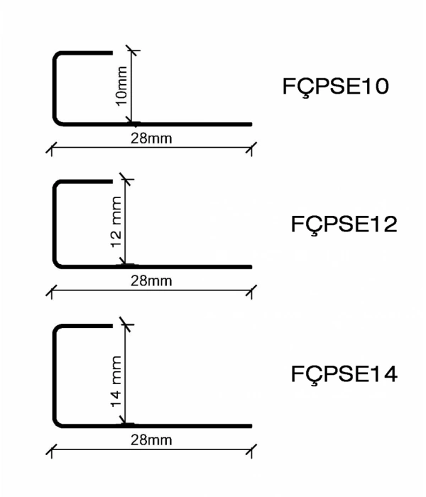 FÇPSE1230-12 MM AÇIK PASLANMAZ SERAMİK PROFİLİ 270 CM SATİNE