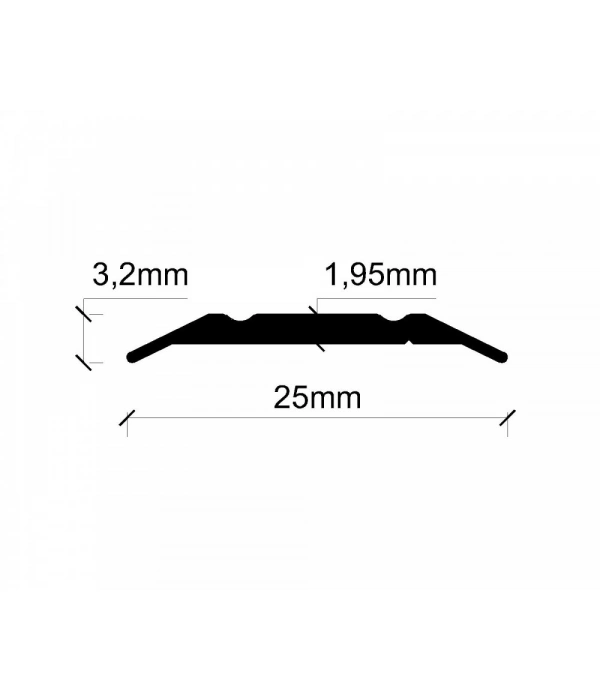 GPRA25 -  25 MM ALÜM. GEÇİŞ PROFİLİ VİDA DELİKLİ SARI ELOKSAL 270 CM