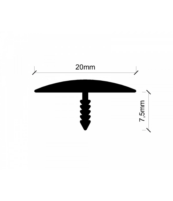 GPRT20 - 20 MM ALÜM. BOMBELİ T PROFİLİ SARI ELOKSAL 270 CM