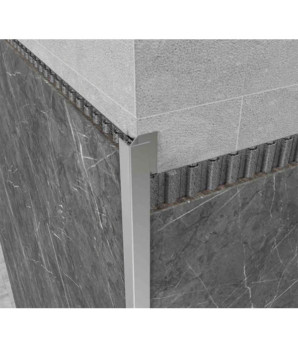 KBPRK12 ALÜMİNYUM KÖŞE BİRLEŞTİRME SERAMİK PROFİLLERİ PARLAK KROM 270 CM