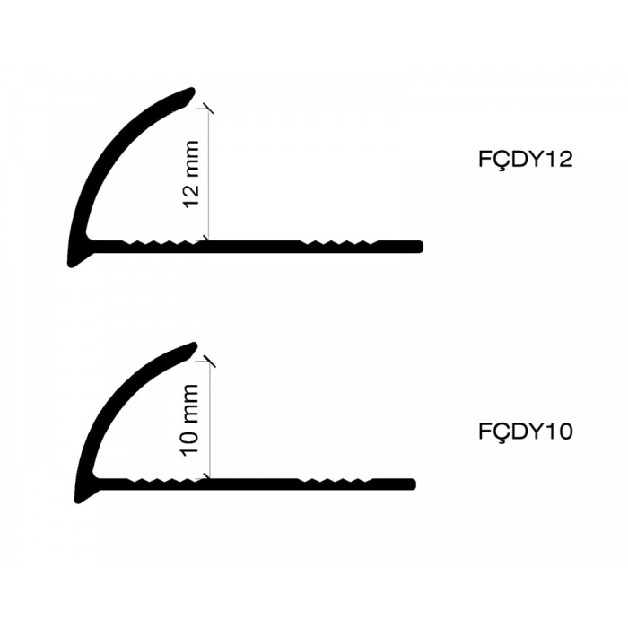 FÇDY12 - 12 MM MAT  ALÜM.YARIM AY KÖŞE SERAMİK PROFİLLERİ 270 CM