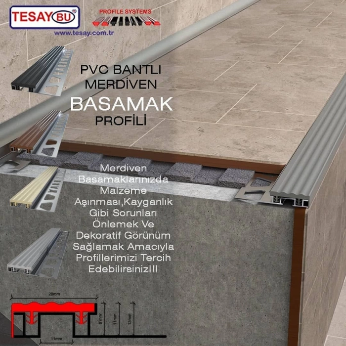 BAPV11 - 11 MM PVC BANTLI MERDİVEN BAS. PROF. 250 CM SİYAH