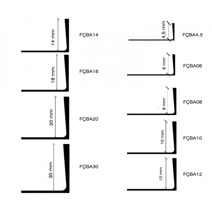 FÇBA30 - 30 MM ALÜM.SERAMİK BİTİM PROFİLİ MAT ELOKSAL 270 CM