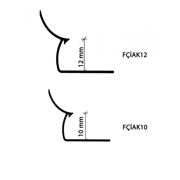 FÇİAK14 - 14 mm Parlak Alüm. İç Köşe Fay. Çıtaları